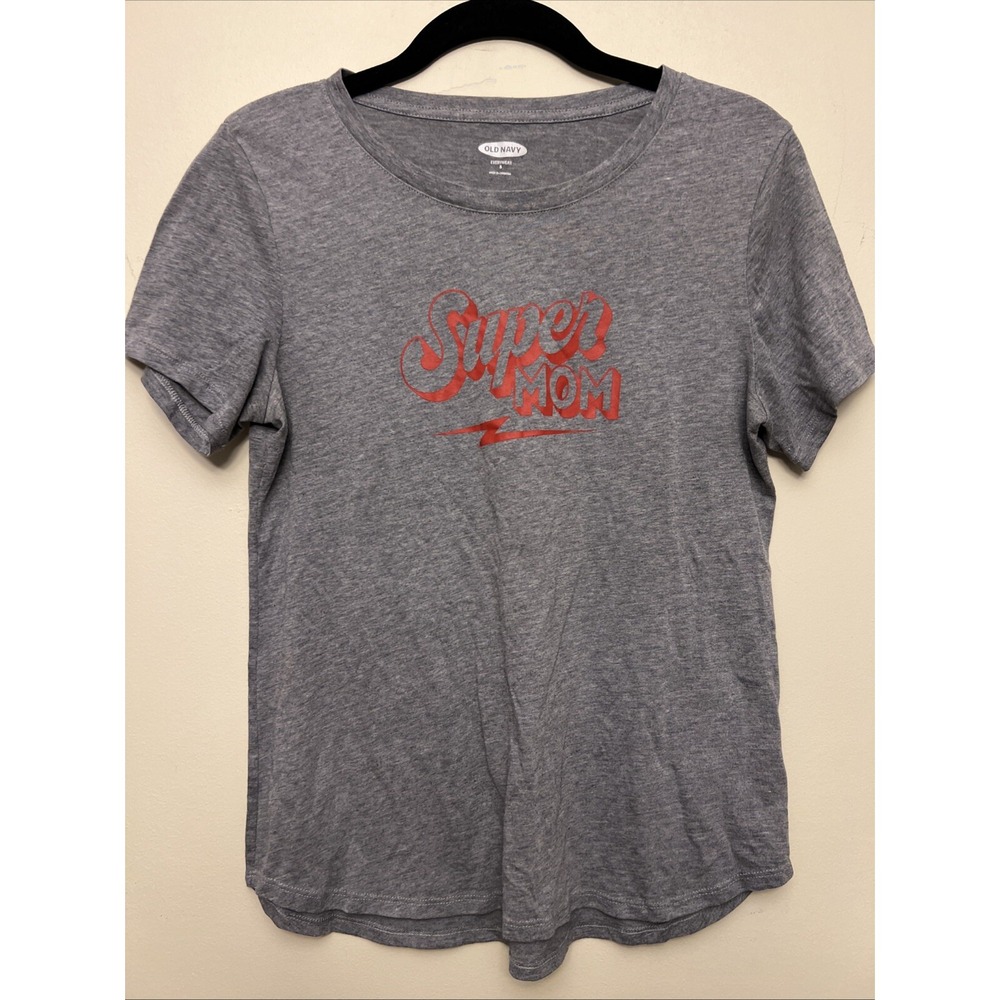 Old Navy women's T-shirt, small, gray, Super mom